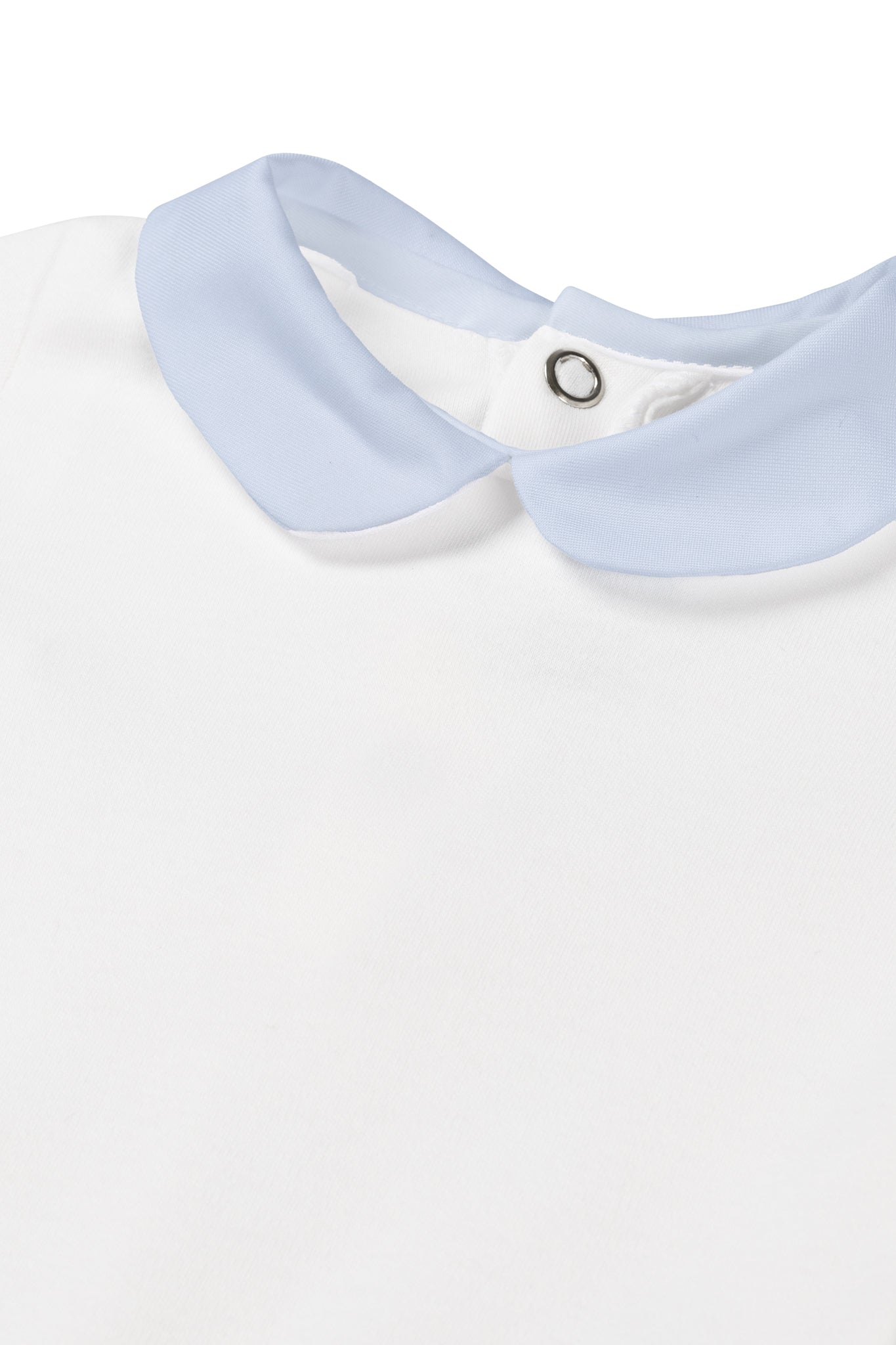Baby bodysuit with light blue collar