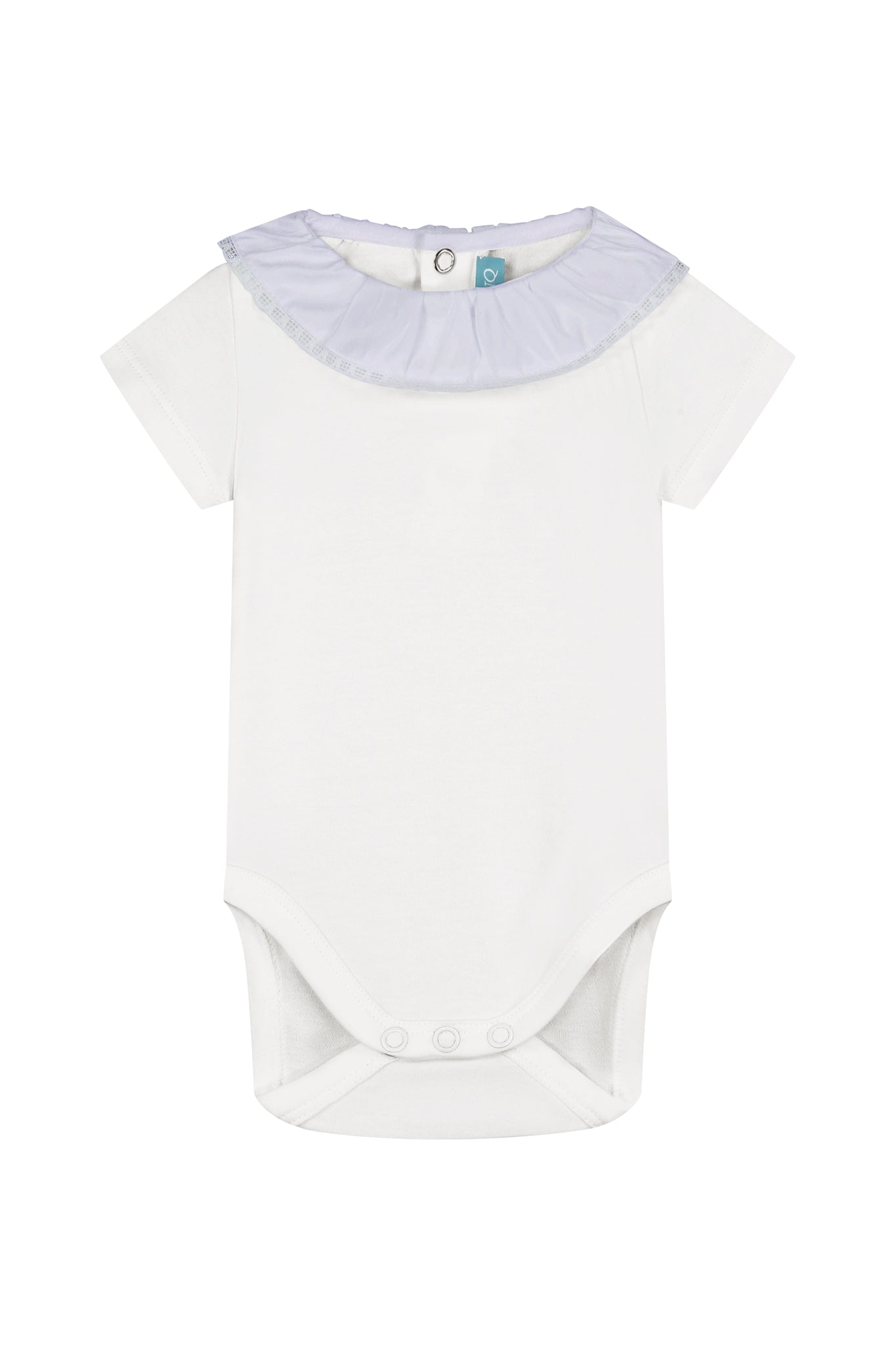 Baby bodysuit with lace collar short sleeve