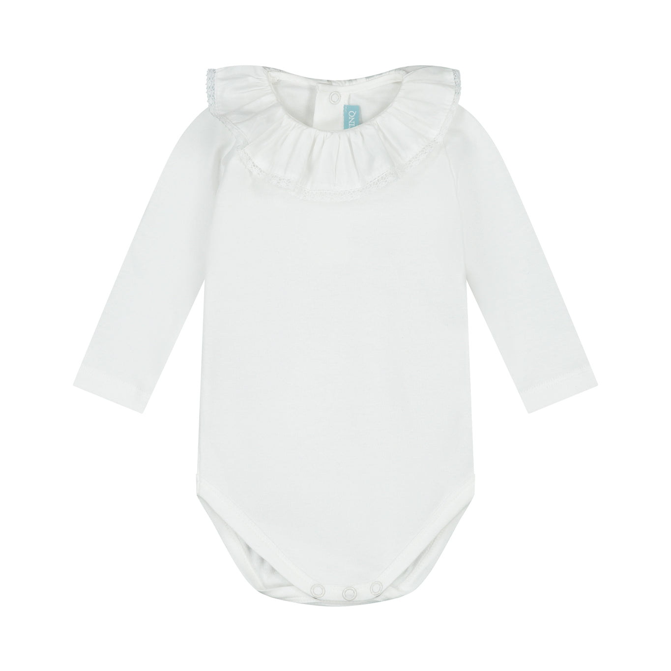 Baby bodysuit white lace collar