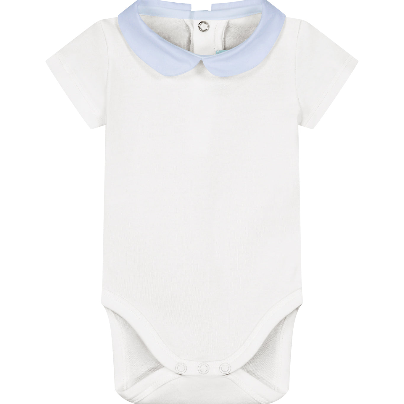 Baby bodysuit light blue collar short sleeve