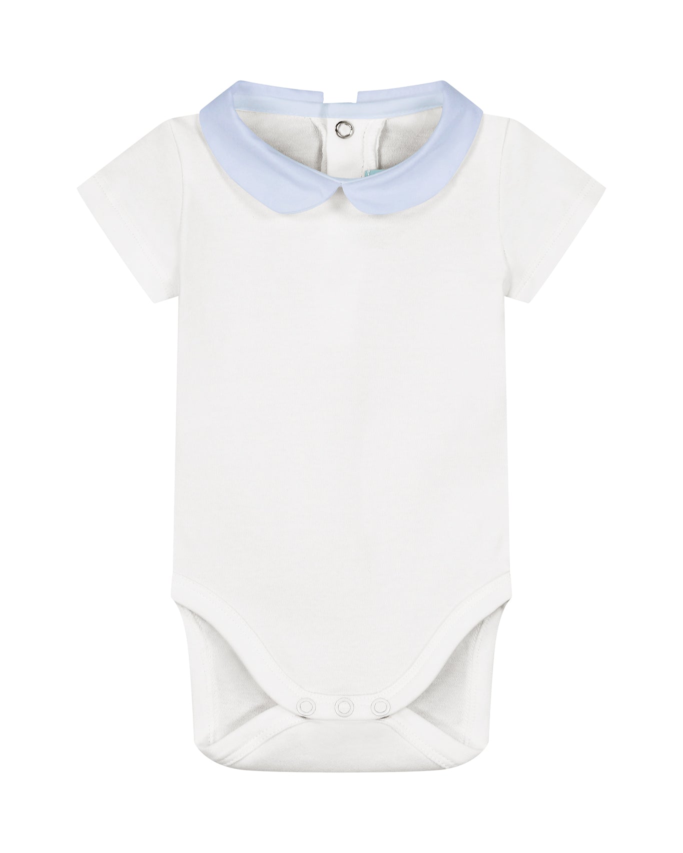 Baby bodysuit light blue collar short sleeve