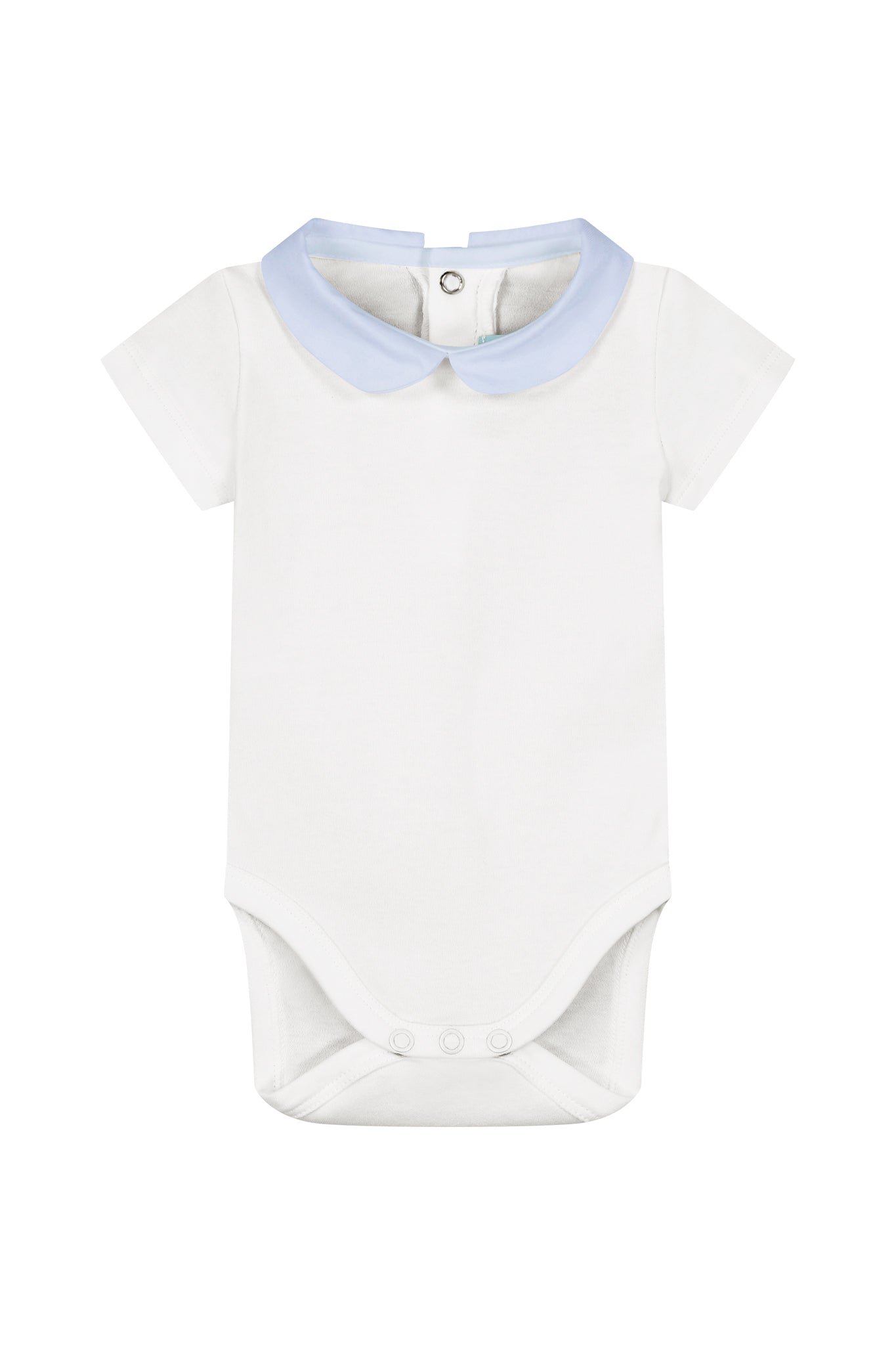 Baby bodysuit light blue collar short sleeve