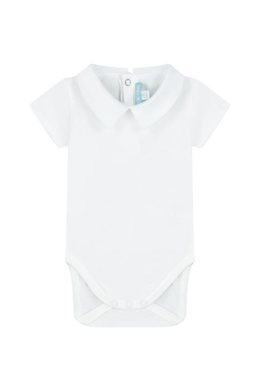 Baby bodysuit pointed collar short sleeve