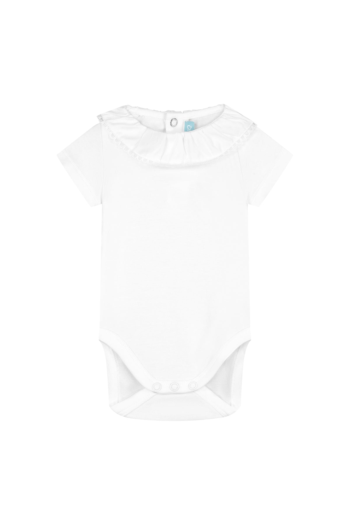 Baby bodysuit with lace collar short sleeve