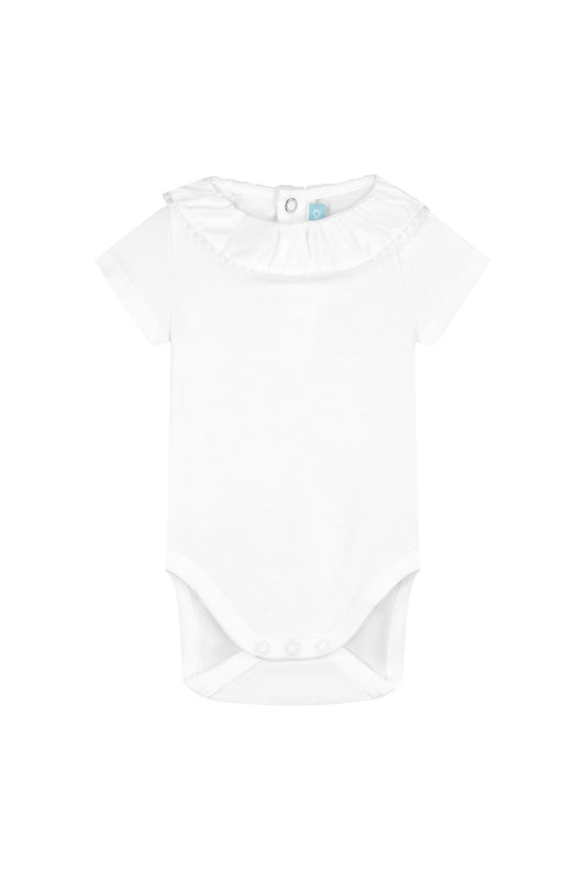 Baby bodysuit with lace collar short sleeve