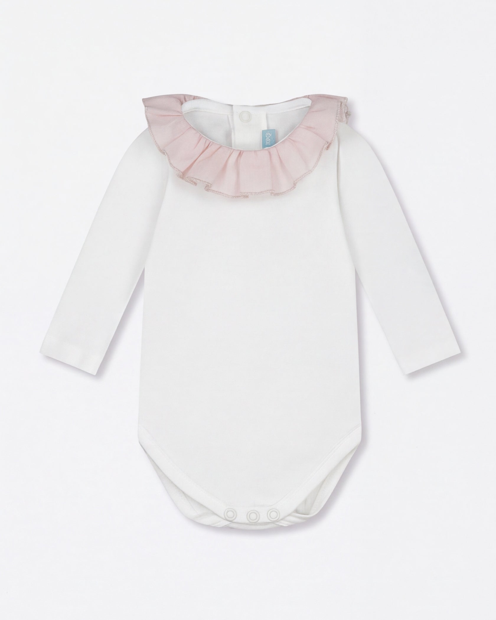 Babyromper met roze kraag