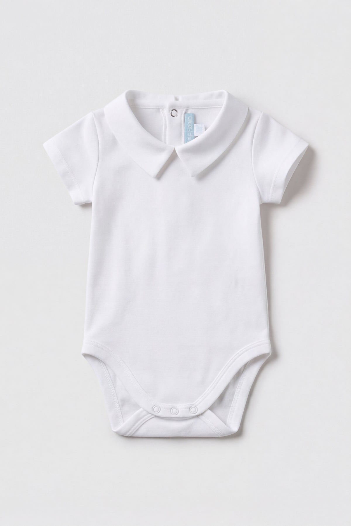 Baby bodysuit pointed collar short sleeve