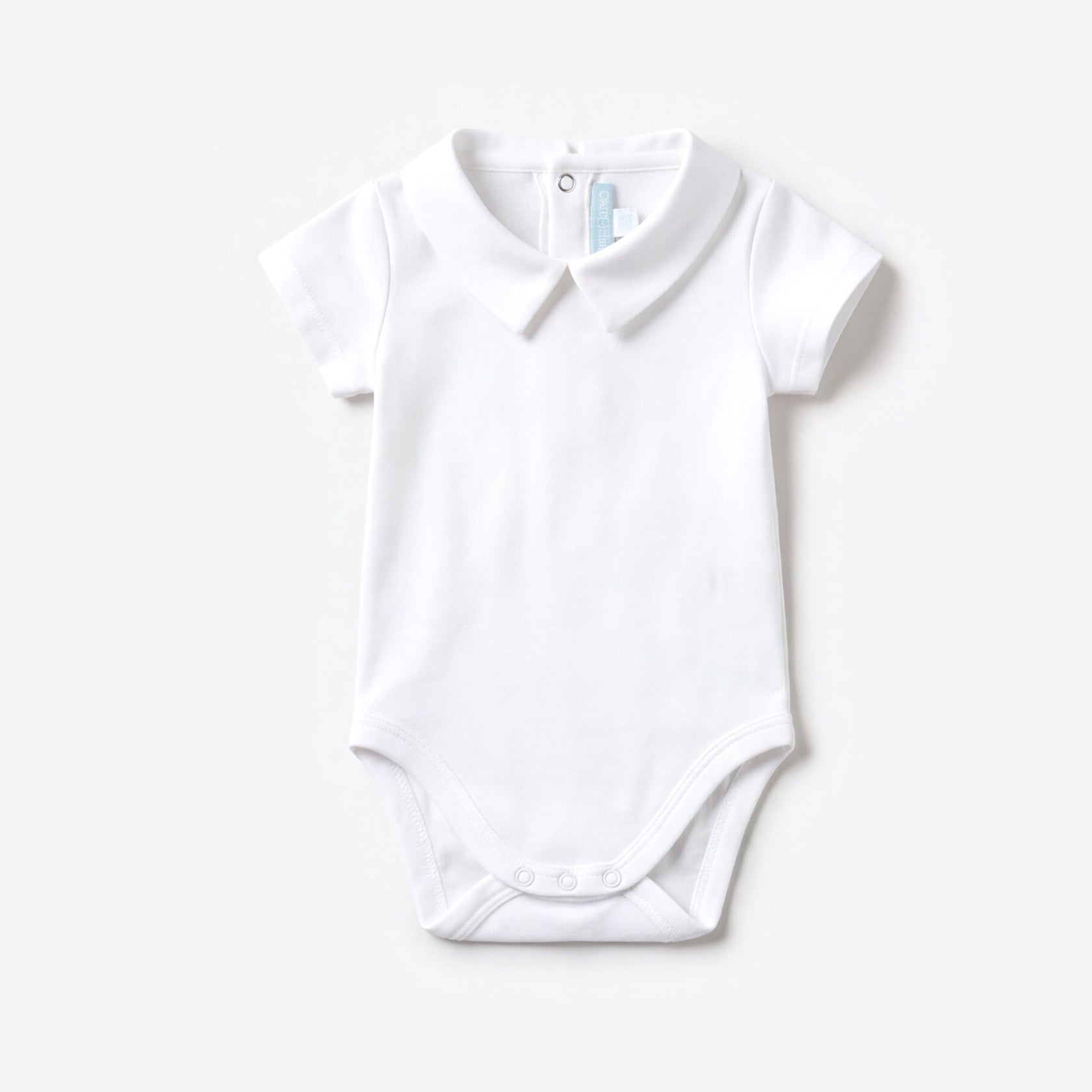 Baby bodysuit pointed collar short sleeve