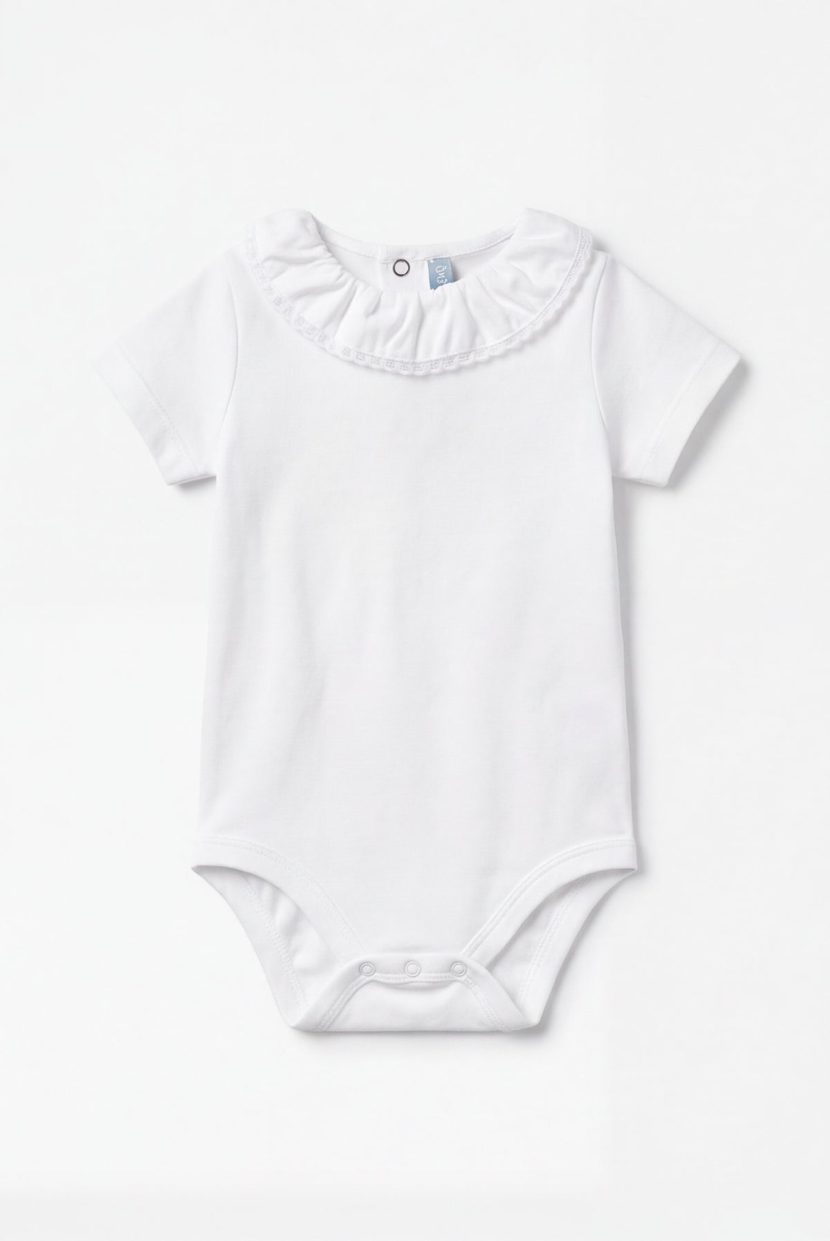 Baby bodysuit with lace collar short sleeve