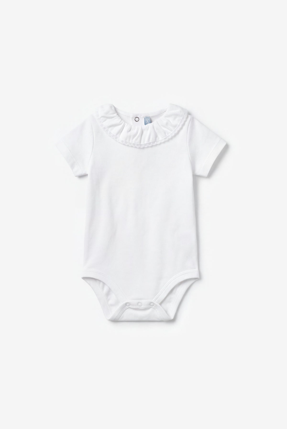 Baby bodysuit with lace collar short sleeve