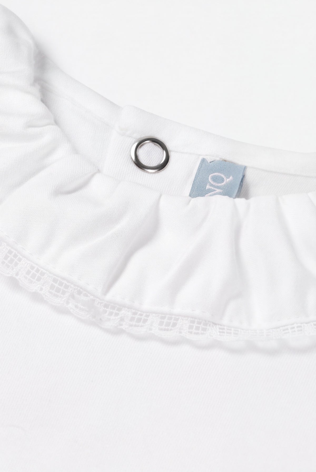 Baby bodysuit with lace collar short sleeve