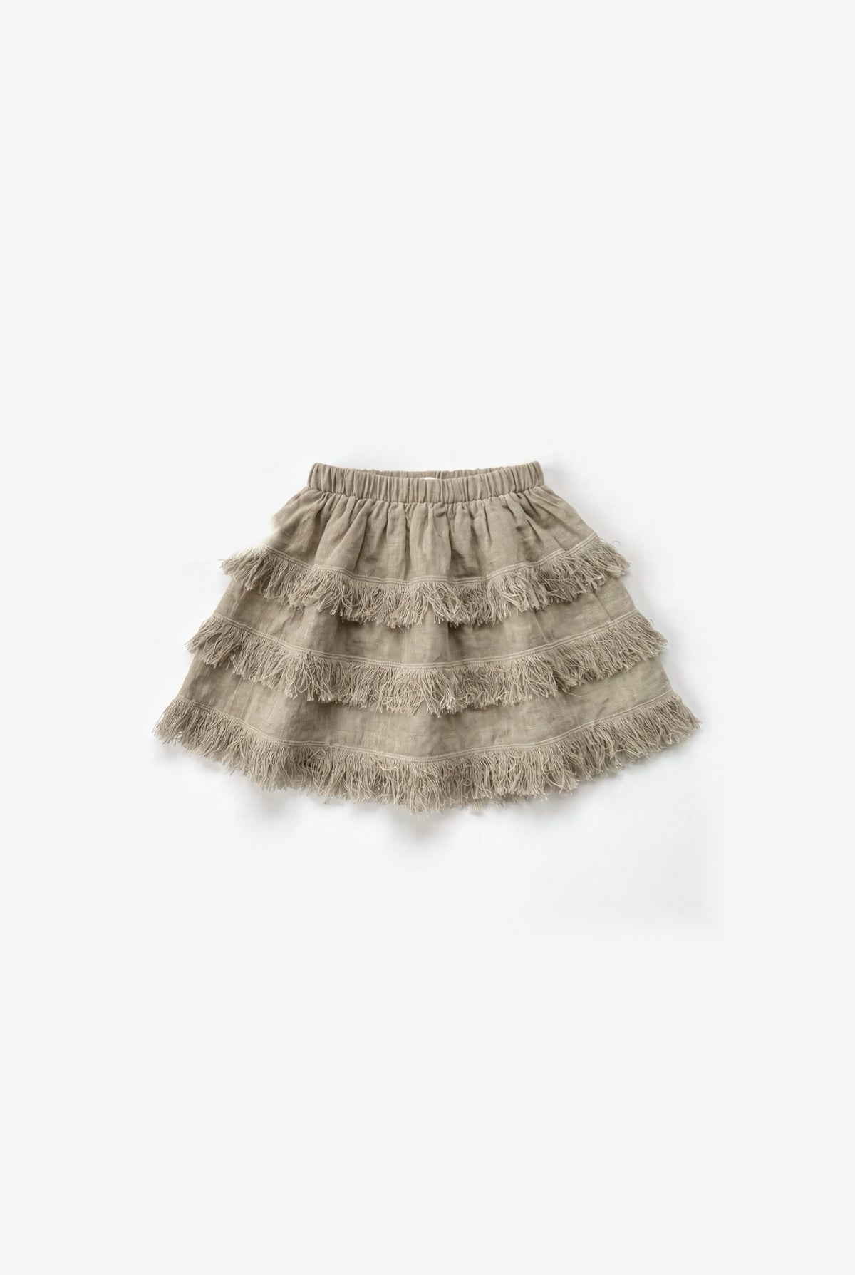Bahia skirt ruffle, flat lay on a light grey background | Club Cinq